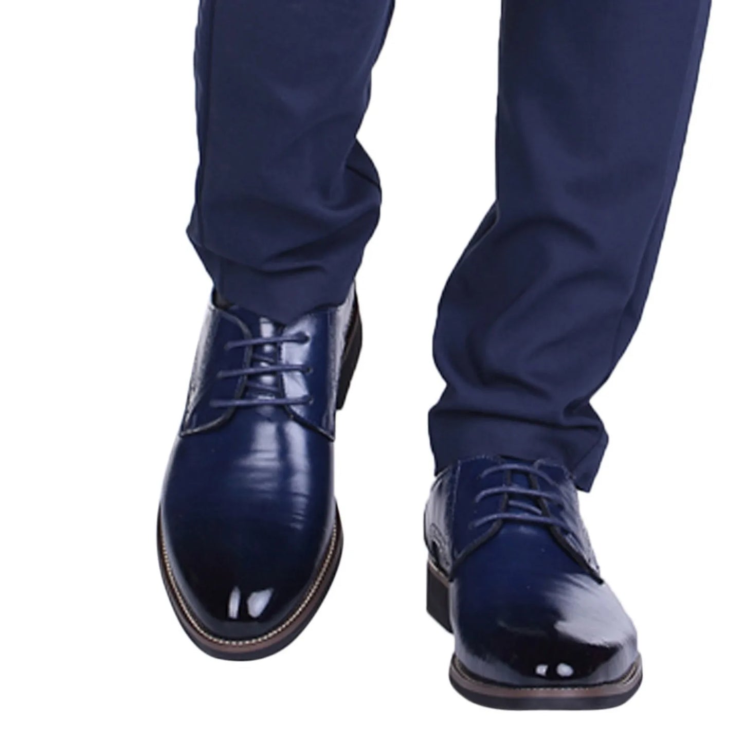 Men's Soft Leather Slip on Shoes Classical Style Shoes For Men Slip On PU Leather Low Rubber Sole Block Heel Work Eye 2