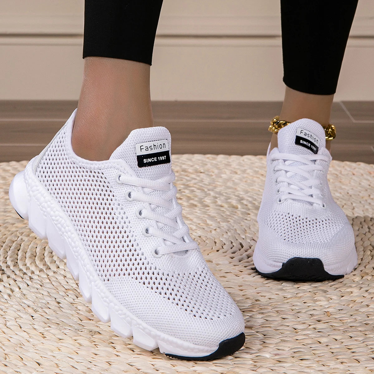 New cross-border large summer hollowed-out woven women's sports casual shoes