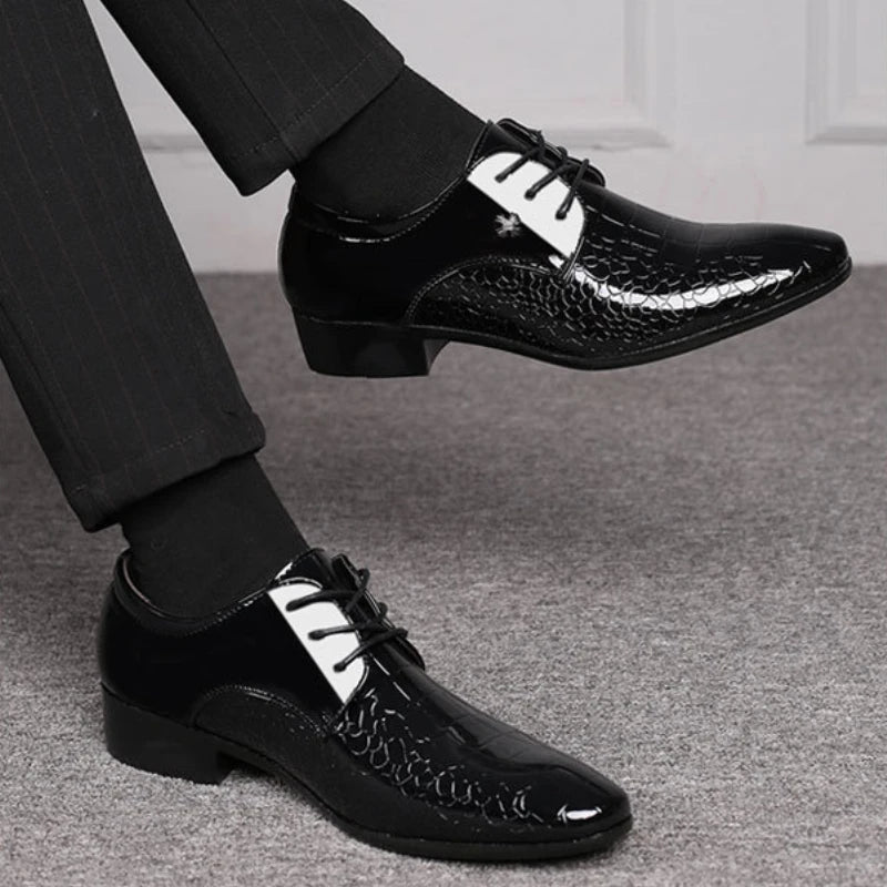 Luxury Men's Business Leather Shoes Black Formal Shoes Plus Size 38-49 Mens Wedding Shoe Lace Up Trend Shoes for Men Spring New