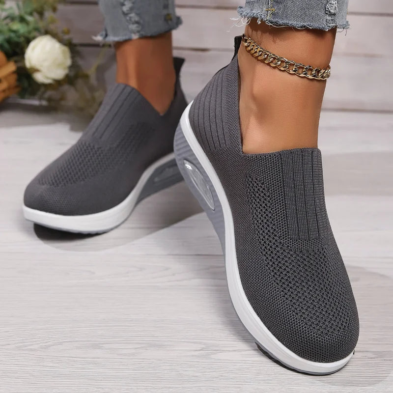 Women Walking Shoes Air Cushion Non Slip Orthopedic Shoes Ladies Platform Mules Breathable Wedge Female Sneakers