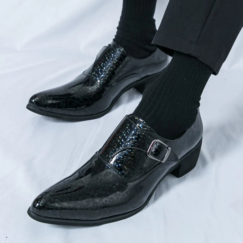 New Fashion Blue Gold Silp On Monk Strap Shoes For Men Casual Comfort Loafers Formal Dress Wedding Footwear Zapatillas Hombre