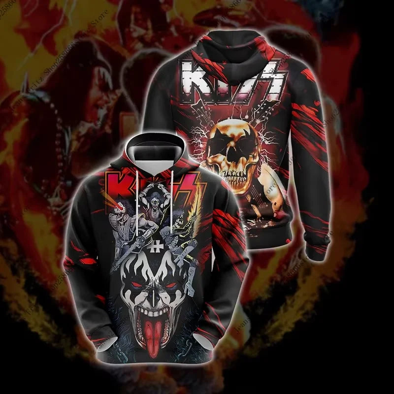 Rock Kiss Band 3d Print Hoodie Men Women Fashion Hoodies Sweatshirt Album Coats Women Sweats Men Hoodies Rock Clothes Tracksuit