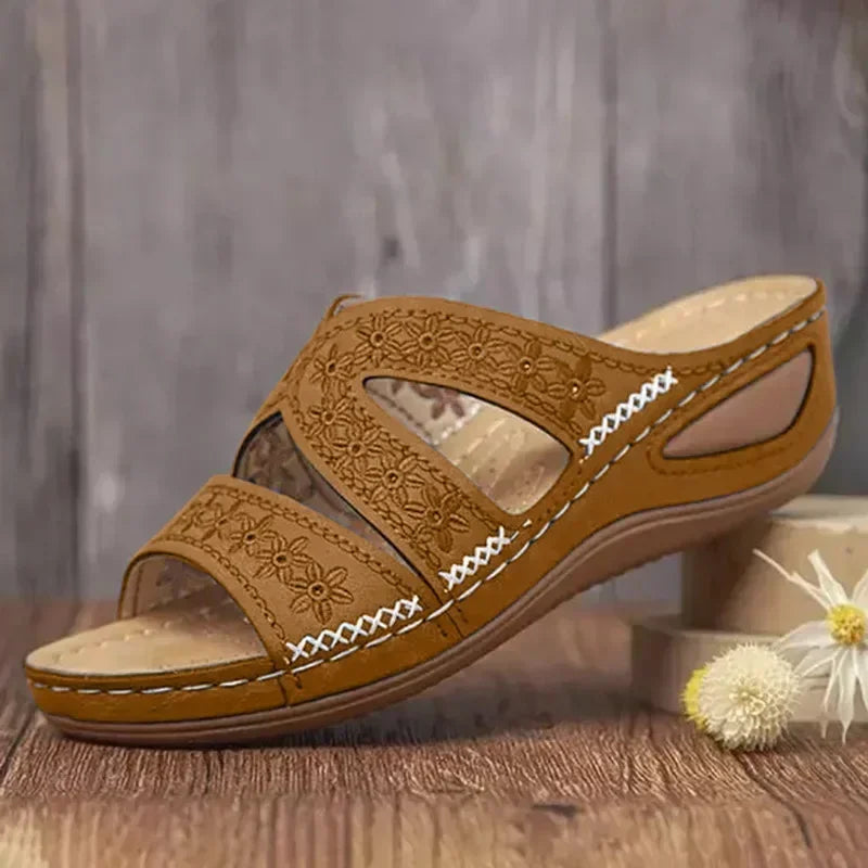 Summer Women Wedge Sandals Premium Orthopedic Open Toe Sandals Vintage Anti-slip Leather Casual Female Platform Retro Shoes