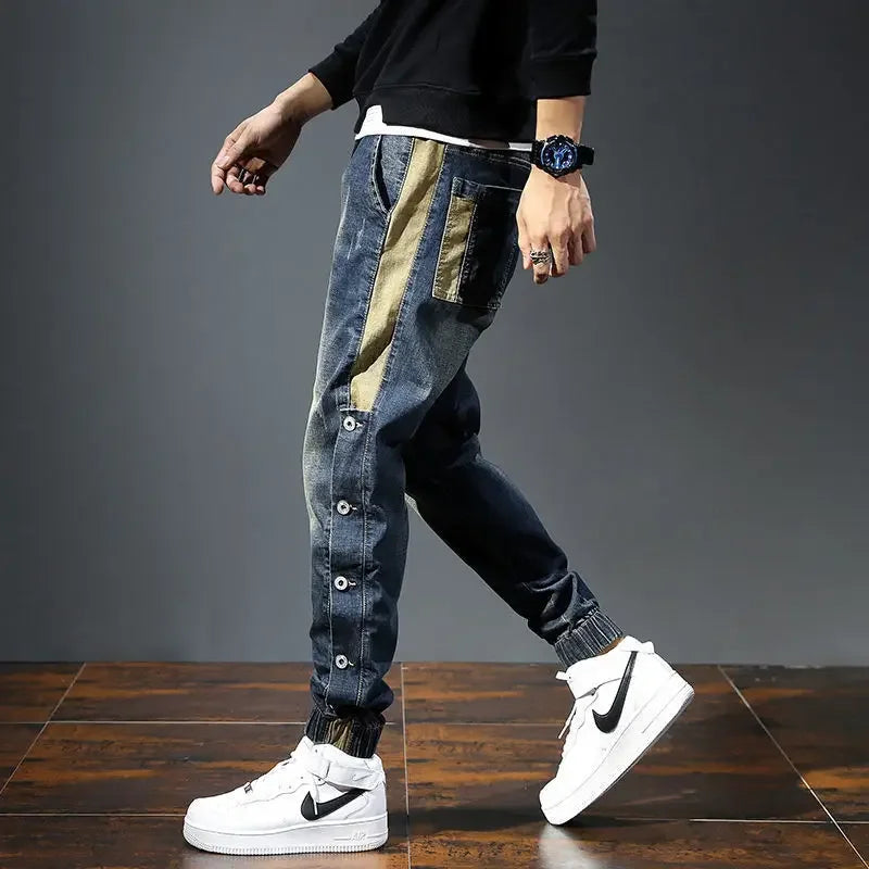 With Pockets Jeans for Men Kpop High Quality Korean Trousers Fashion Stacked Luxury Aesthetic Original Cotton Man Cowboy Pants