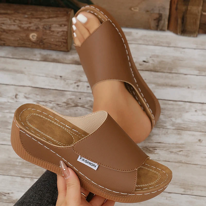 Summer Shoes Women Sandals Beach Walking Shoes Slip On Shoes For Women Wedge Sandals Woman Retro Women Slippers Footwear Female
