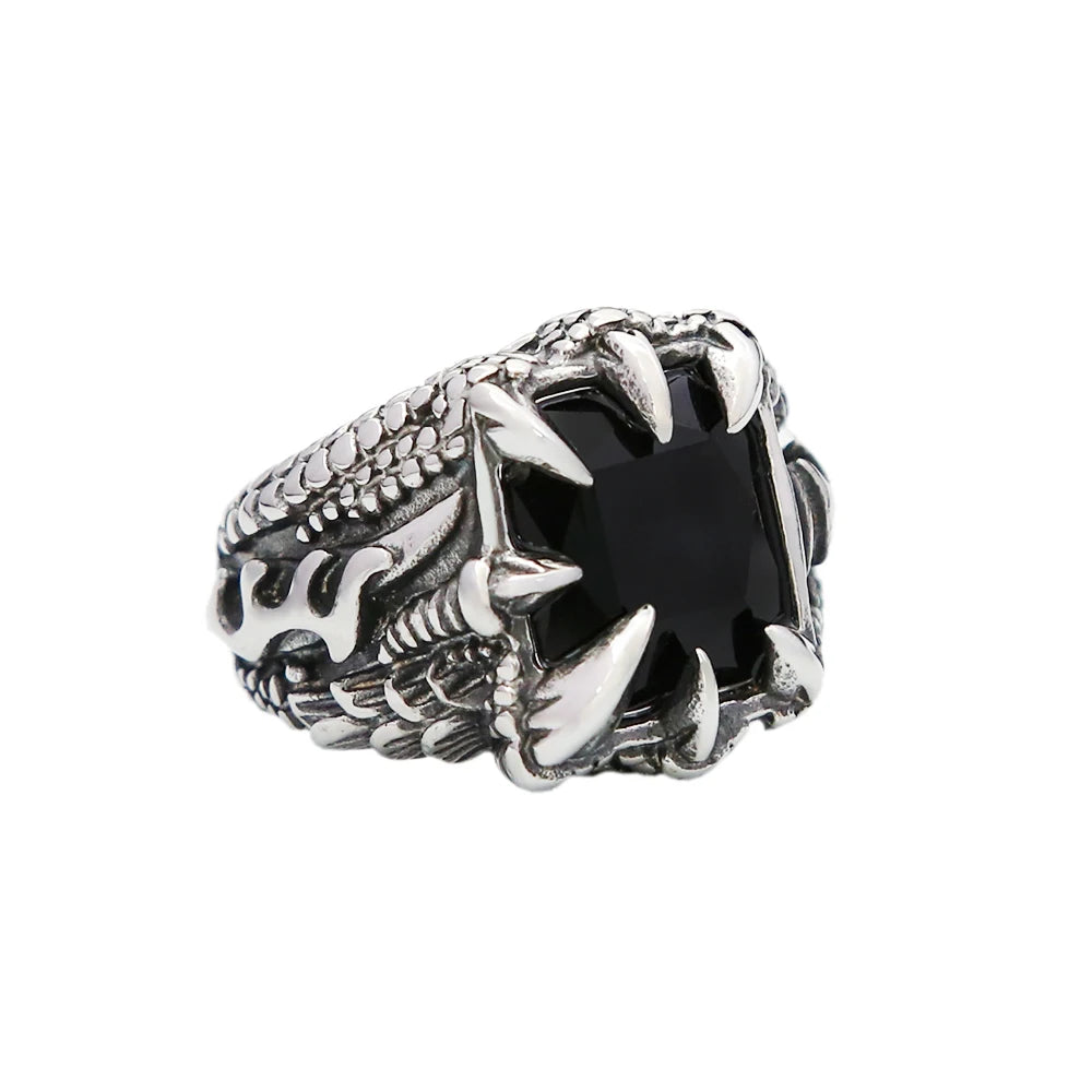 Vintage Viking Dragon Claw Stone Ring For Men Boy Stainless Steel Punk Rock Nordic Style Rings Fashion Jewelry Gift Dropshipping