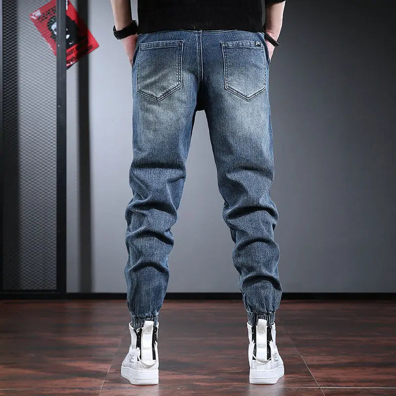 Korean Retro Workwear Jeans Men's Autumn Thin Casual Wear-Resistant Straight Leg Pants With Multiple Pockets Long Pants