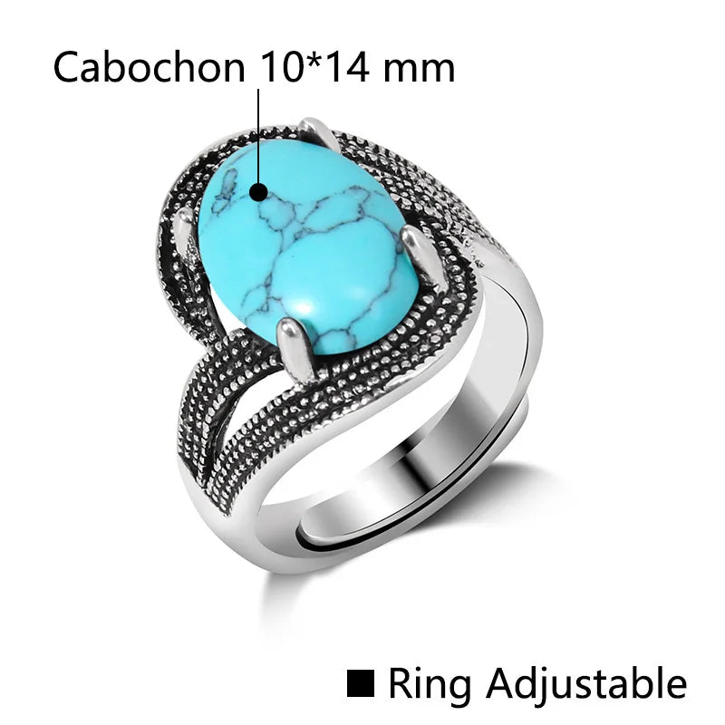 Rose Quartzs Rings Natural Stone Labradourites Beads Rings Silver Color Rings Party Wedding Anniversary Engagement Gifts Jewelry