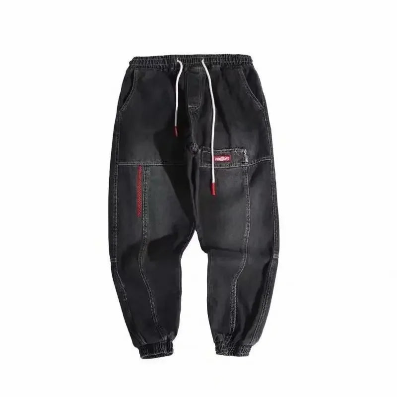 2024 New Men Streetwear Hip Hop Cargo Pants Mens Jeans Elastic Harem Joggers Pants Autumn Spring Trousers Men Clothing S-4XL
