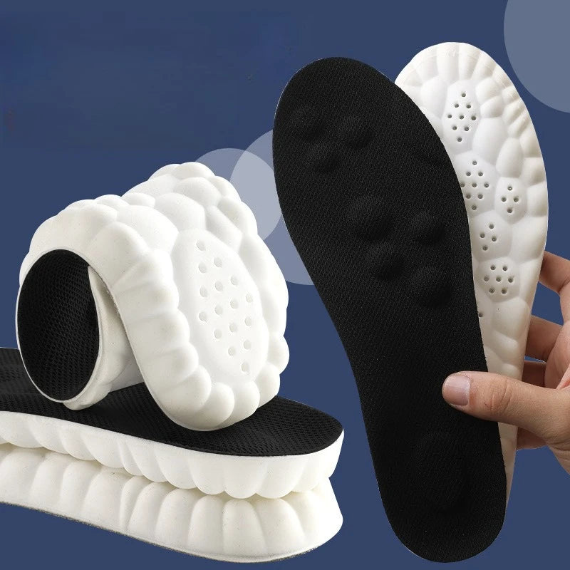 4D Latex Sport Insoles Soft High Elasticity Shoe Pads Breathable Running Basket Shoe Sole Arch Support Orthopedic Inserts Unisex