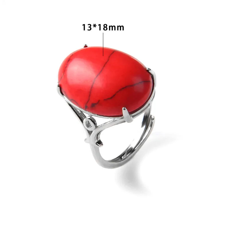 Rose Quartzs Rings Natural Stone Labradourites Beads Rings Silver Color Rings Party Wedding Anniversary Engagement Gifts Jewelry