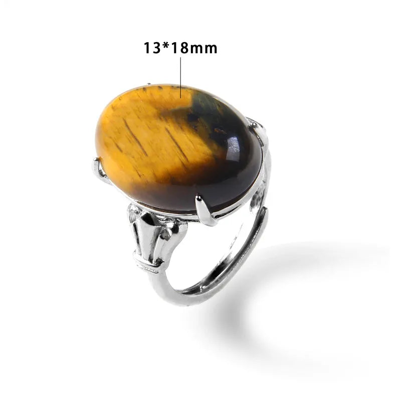 Rose Quartzs Rings Natural Stone Labradourites Beads Rings Silver Color Rings Party Wedding Anniversary Engagement Gifts Jewelry