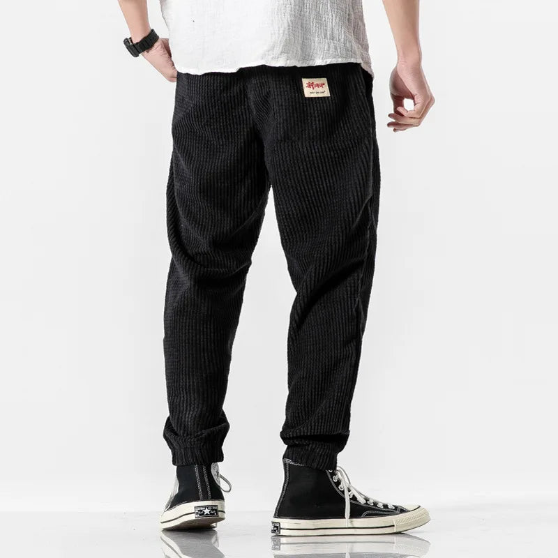 2025 New Japanese Loose Water Washed Men's Casual Pants, Chinese Wind Light Core Velvet Small Leg Pants, Trendy Men's Pants
