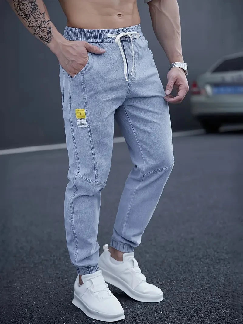 2025 Spring Autumn Black Blue Cargo Jeans Men Streetwear Denim Jogger Pants Men Baggy Harem Jean Trousers Plus Size