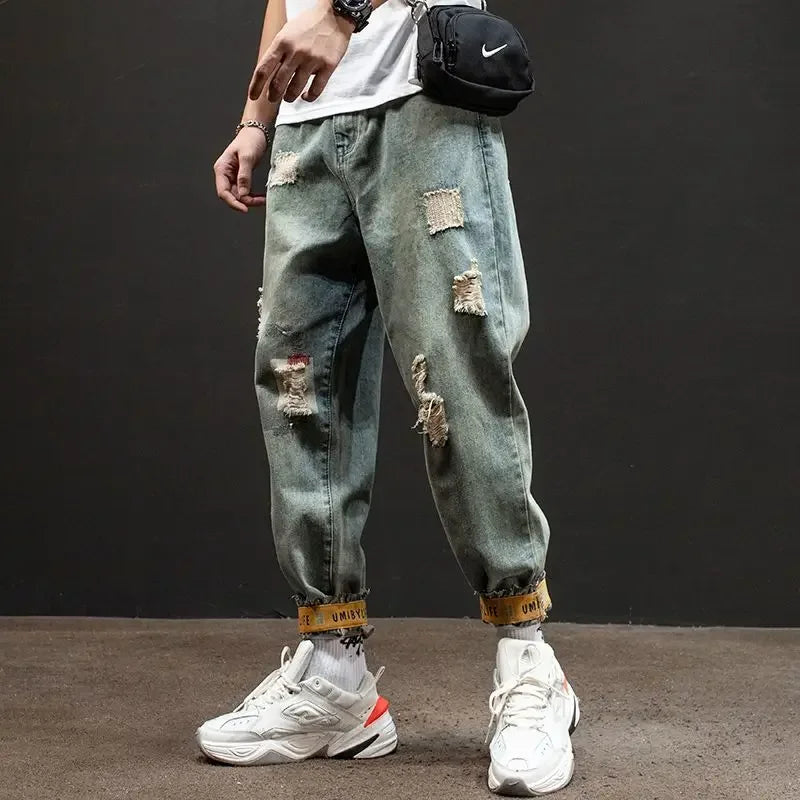 With Pockets Jeans for Men 90s Streetwear Trousers Harajuku Luxury Aesthetic 2025 Korean Autumn Washed Cheap Xs Man Cowboy Pants
