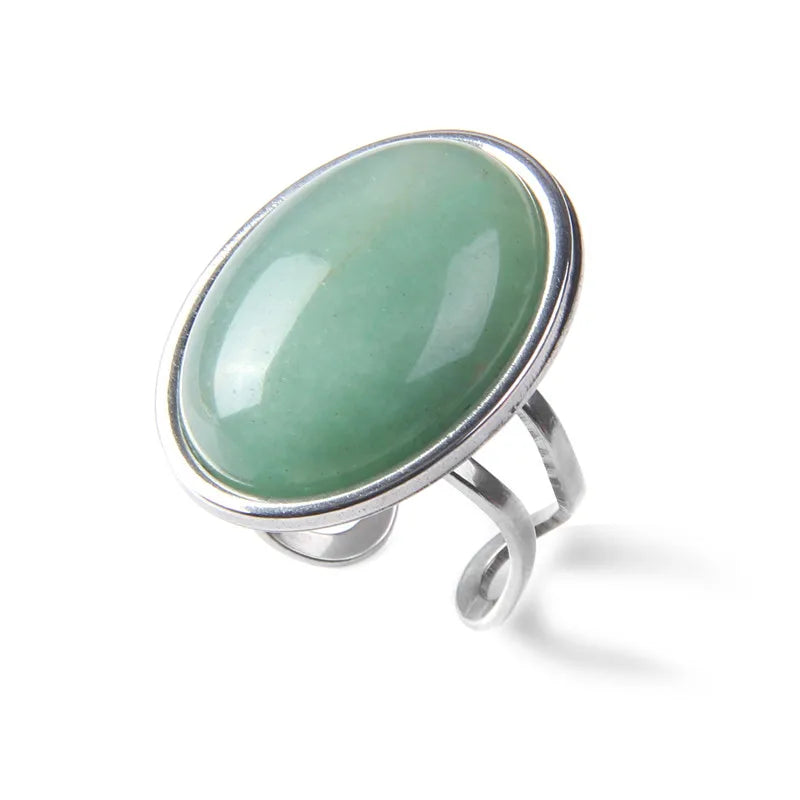 Rose Quartzs Rings Natural Stone Labradourites Beads Rings Silver Color Rings Party Wedding Anniversary Engagement Gifts Jewelry