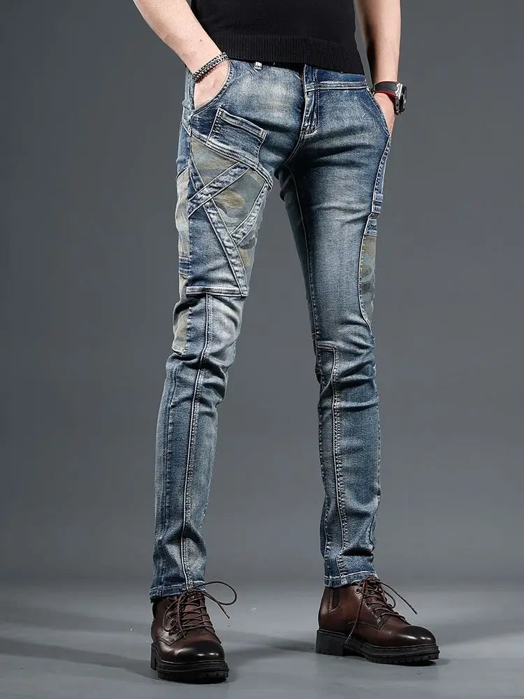 Slim Fit Buggy Men's Jeans Tight Pipe Skinny Motorcycle Trousers Aesthetic Stylish Casual Goth Trend 2025 Soft Male Cowboy Pants