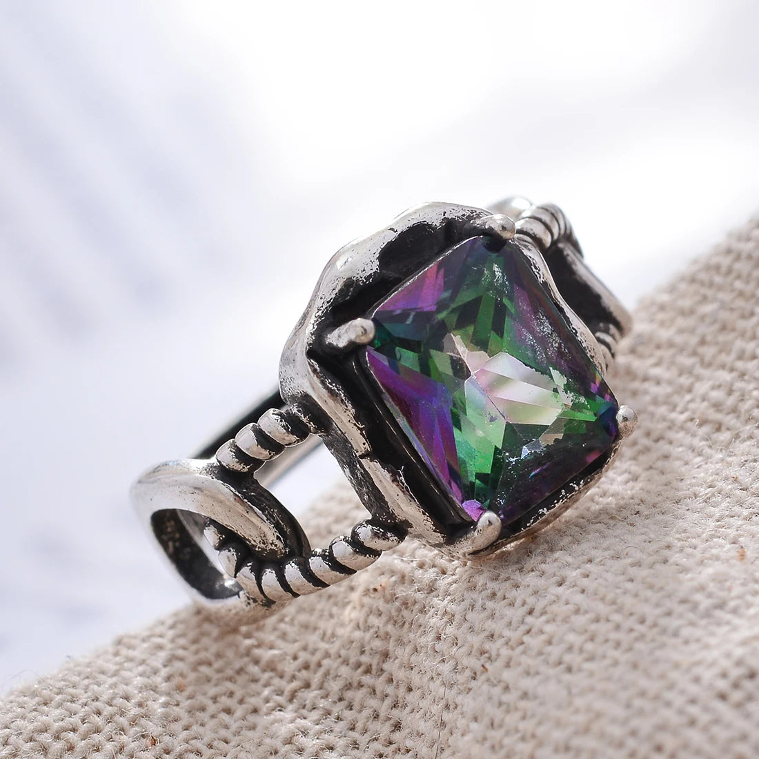 High Quality Retro Thai Silver Shiny Colorful CZ Zircon Star Female Party Ring Jewelry For Women Halloween Gift Never Fade