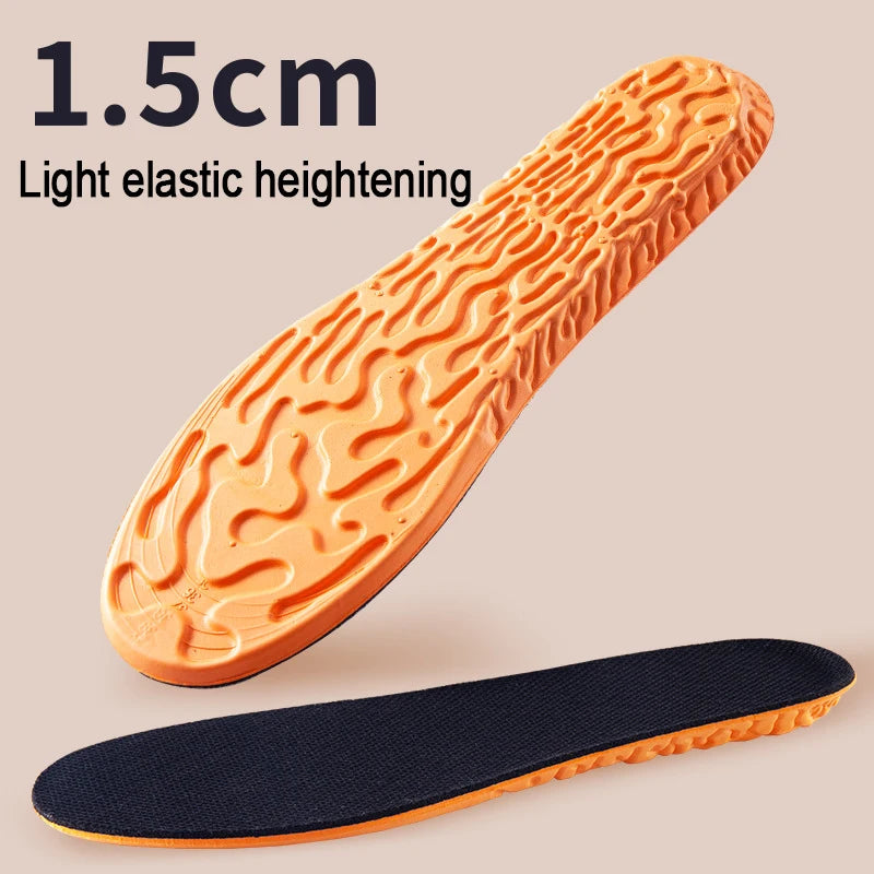1.5-3.5cm Invisible Height Increase Sport Insoles Orange EVA Memory Foam Shoes Sole Pad Breathable Comfortable for Men Feet Care