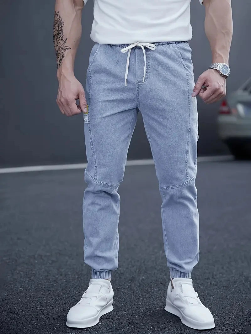 2025 Spring Autumn Black Blue Cargo Jeans Men Streetwear Denim Jogger Pants Men Baggy Harem Jean Trousers Plus Size