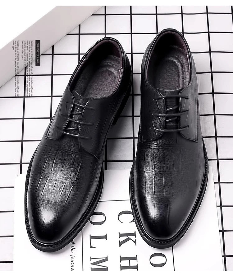 Men's New Business Dress Leather Shoes Men's British and Korean Version Casual Breathable Pointed Groom Best Man Wedding Shoes