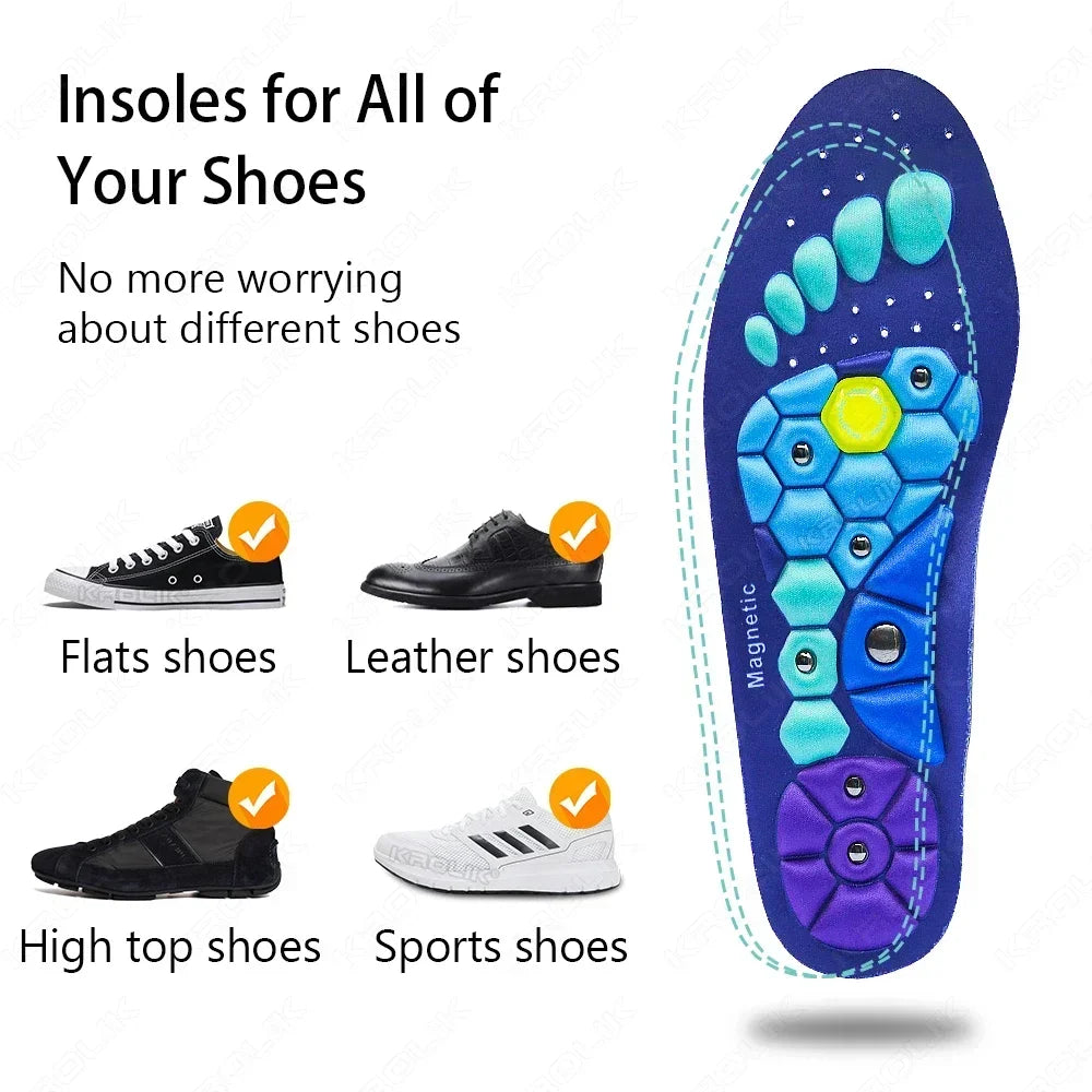 1 Pair Acupressures Insoles Magnetic Insoles for Women Men EVA Foot Massage Orthopedic Acupressures Insoles Pads for Weight Loss
