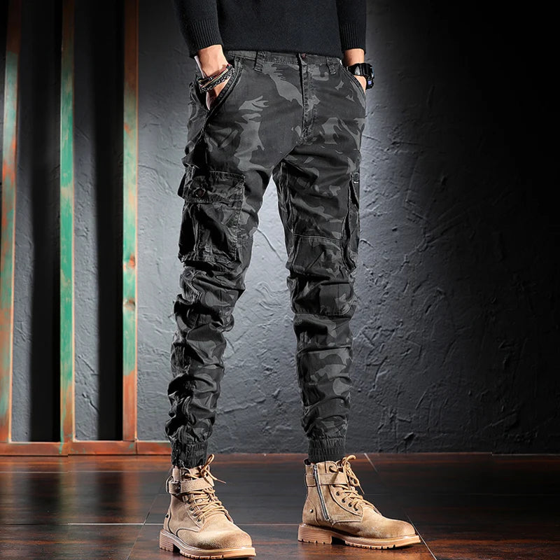 Street Fashion Men Jeans Camo Stretch Loose Fit Big Pocket Casual Cargo Pants Hombre Hip Hop Joggers Men Baggy Trousers
