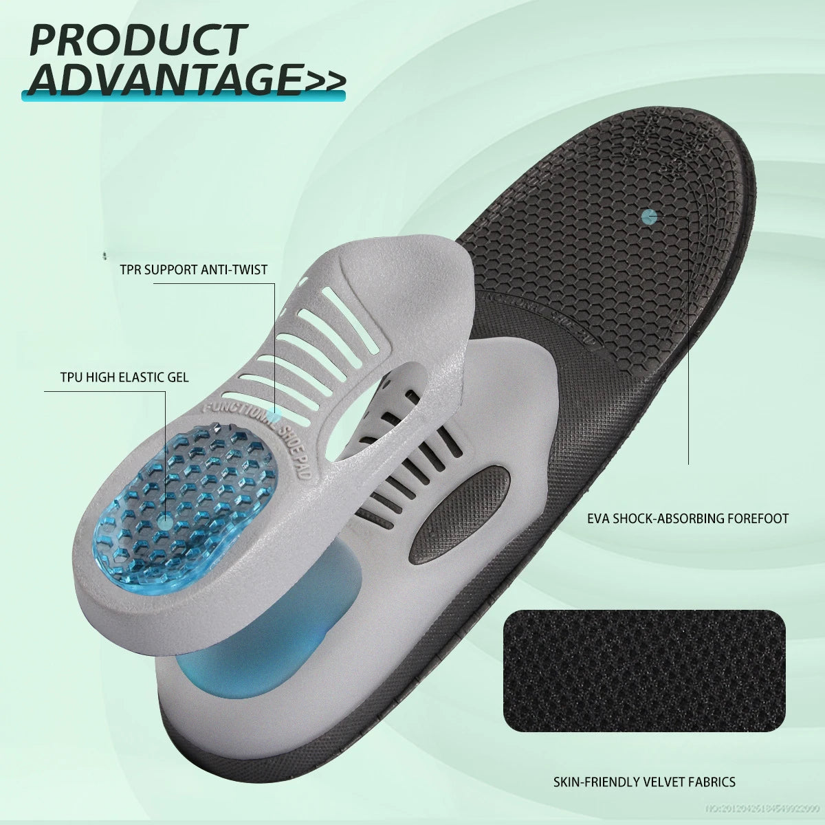 1 Pair Foot Pain Relief Supportive Shoe Inserts Orthotic Arch Support Cushioned Comfort Insoles for Women Men Heel Pain Relief