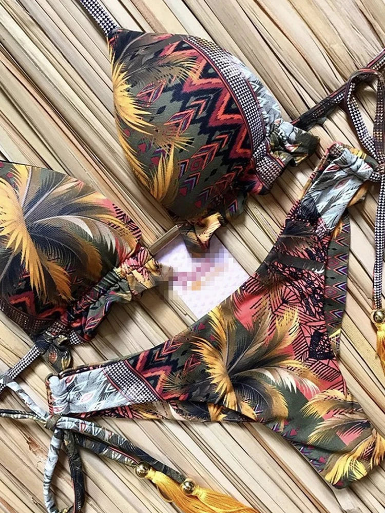 2021 Sexy Bikini Set 2 piece Hot Stamp Sport Swimwear Women Beachwear Push-Up Padded Swimsuit Bodysuit Exquisite Bather