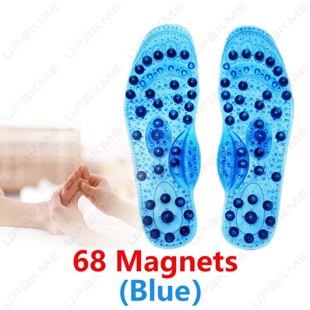 1 Pair Magnetic Therapy Insoles Enhanced Upgrade 68 Magnets Advanced Foot Acupressure Shoes Pads Massage Slimming Insoles Unisex