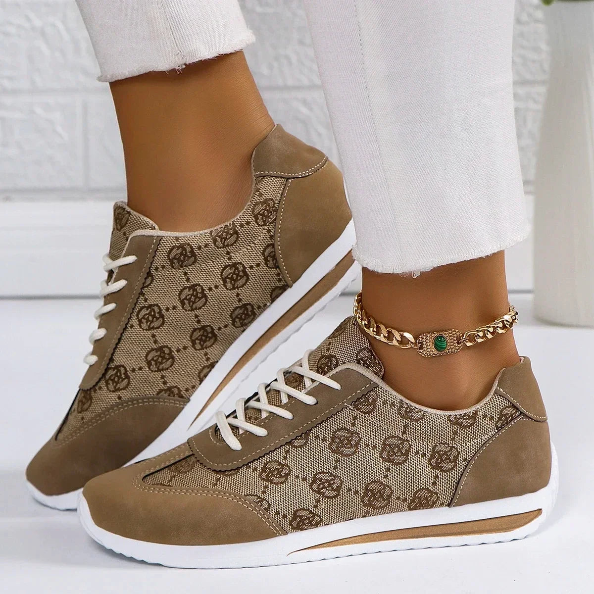 Women Thick Soled Cross Round Head Thin Fashion Shoes Women Comfortable Breathable Casual Wear-resistant Shoes Zapatos De Mujer