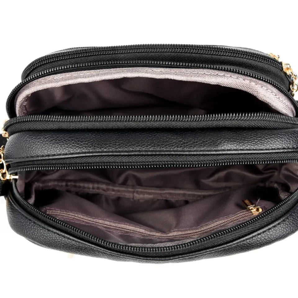 High Quality Soft Leather Purse Fashion Women Shoulder Messenger Bag Multi-pocket Wear-resistant Bag Luxury Ladies Handbag Sac