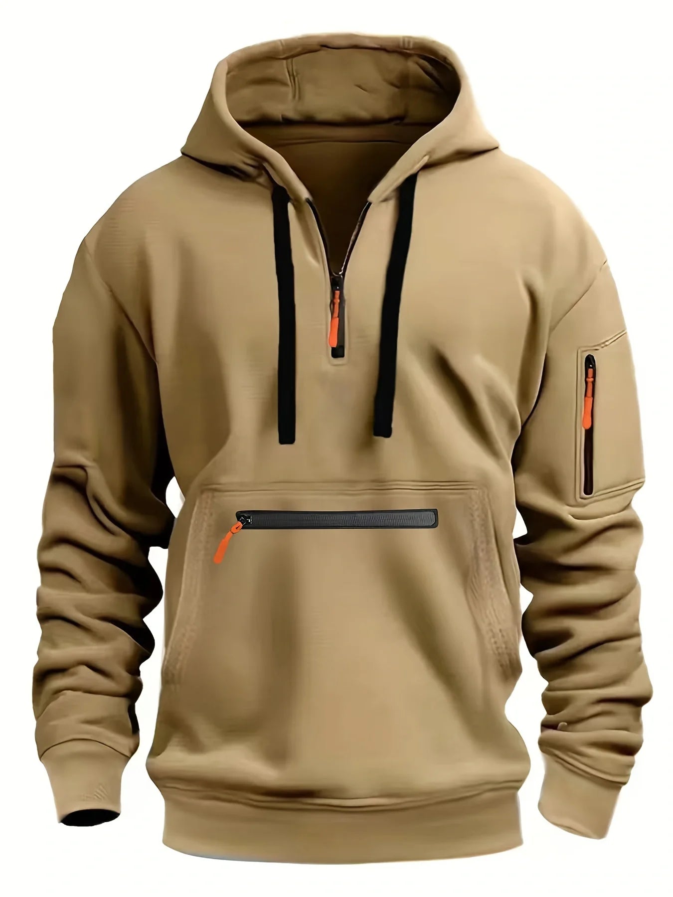 Spring and Autumn New Men's Zipper Multi Pocket Hoodie Fashion Sports Street Trend Long Sleeve Hoodie Loose Jacket