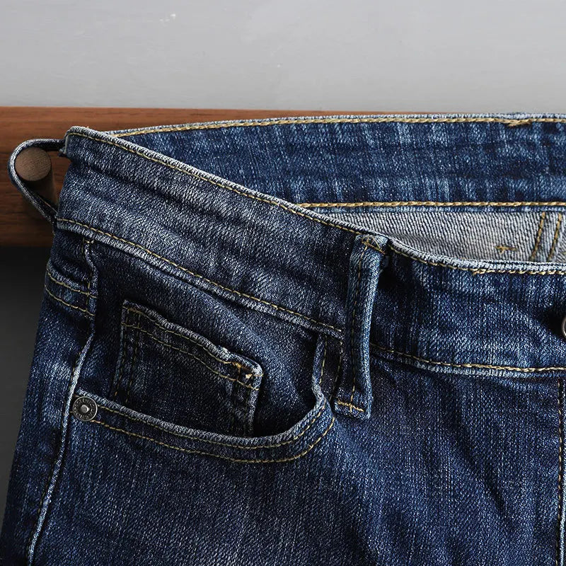 Fashion 2022 Social Spirit Guy Cowboy Stretch New Denim Jeans Man's Trendy Trousers Brand Jean Slim Homme Pencil Pants Men