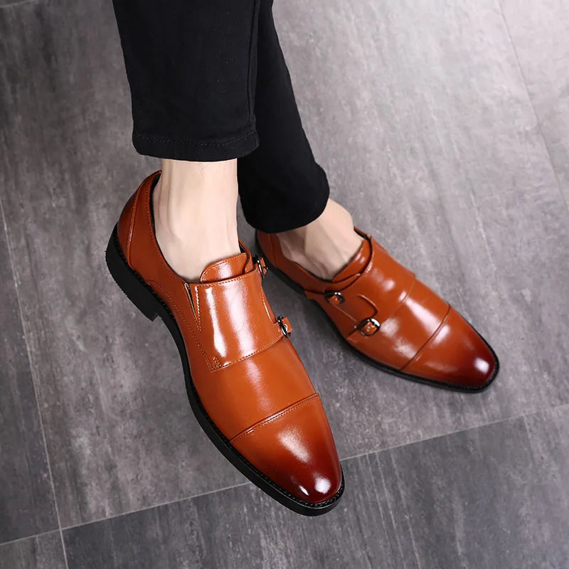 New Designer British Retro Fashion Monk Strap Oxford Shoes Moccasins Wedding Prom Homecoming Party Footwear Zapatos Hombre
