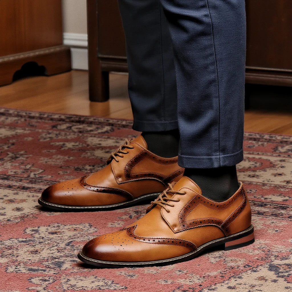 Size 7~13 Brogue Dress Shoes Man Wedding Leather Social Shoe Male
