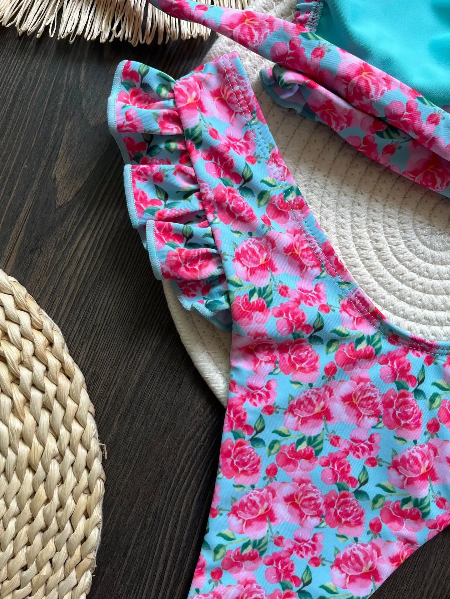 Sexy Flowers Printed Ruffled Frilled Bikini Women Swimwear Female Swimsuit Two-pieces Bikini set Bather Bathing Suit Swim