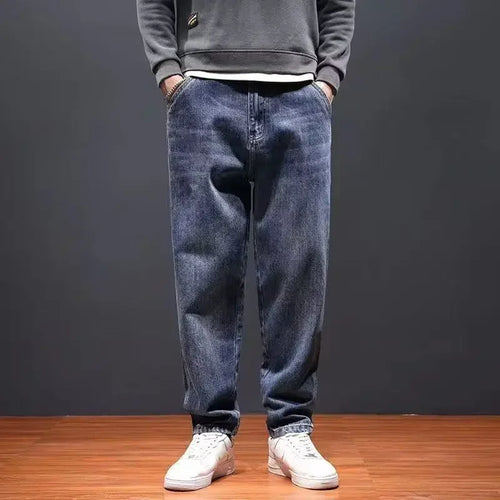 with PocketsJeans for Men Cropped 2025 Fashion Trousers Xs Cotton Classic Y 2k Vintage Grunge Y2k Regular Goth Man Cowboy Pants