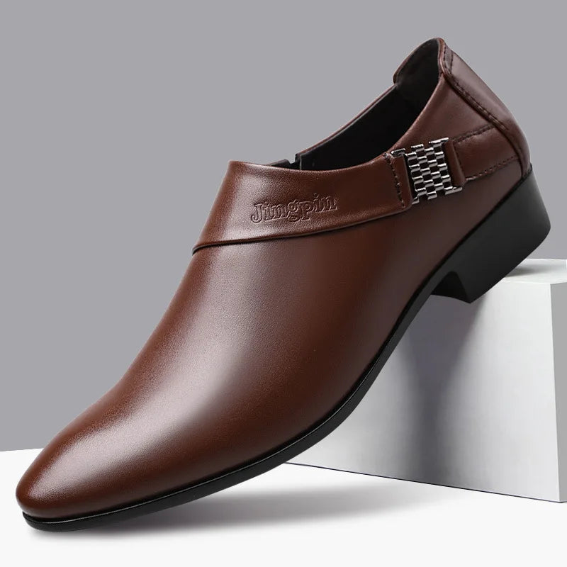 Men PU Leather Shoes Formal Dress Shoes for Men Plus Size Party Wedding Office Work Shoe Slip on Business Casual Oxfords Zapatos