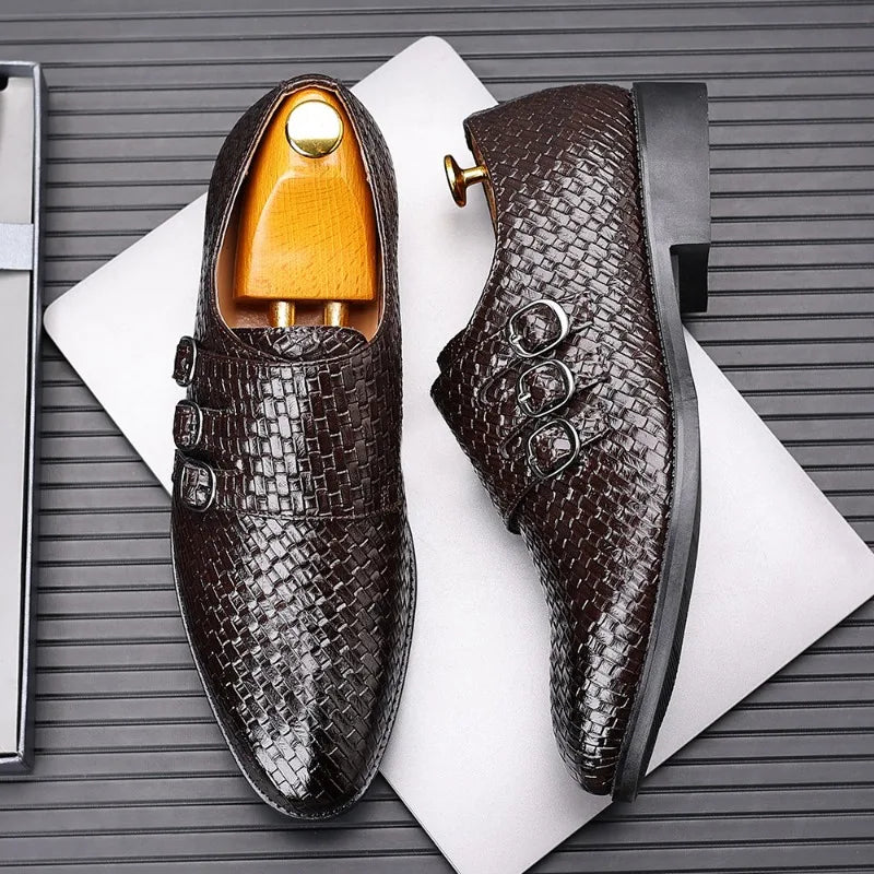 Knit Men's Leather Shoes Formal Business Dress Shoes for Men Classic Casual Luxury Formal Shoes Derby Party Oxford Men Footwear