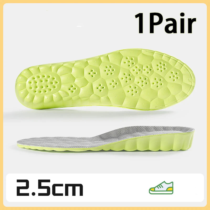 1Pair height increase insoles Breathable Anti-Odor Insole Shock Absorbing Shoe Sole Soft comfortable Sports Insole