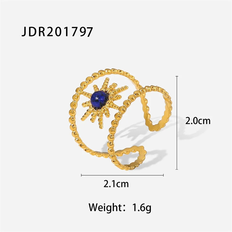 Youthway New Design Natural Stone Stainless Steel Ring Women Waterproof Stylish Golden Jewelry 2022 NEW Set