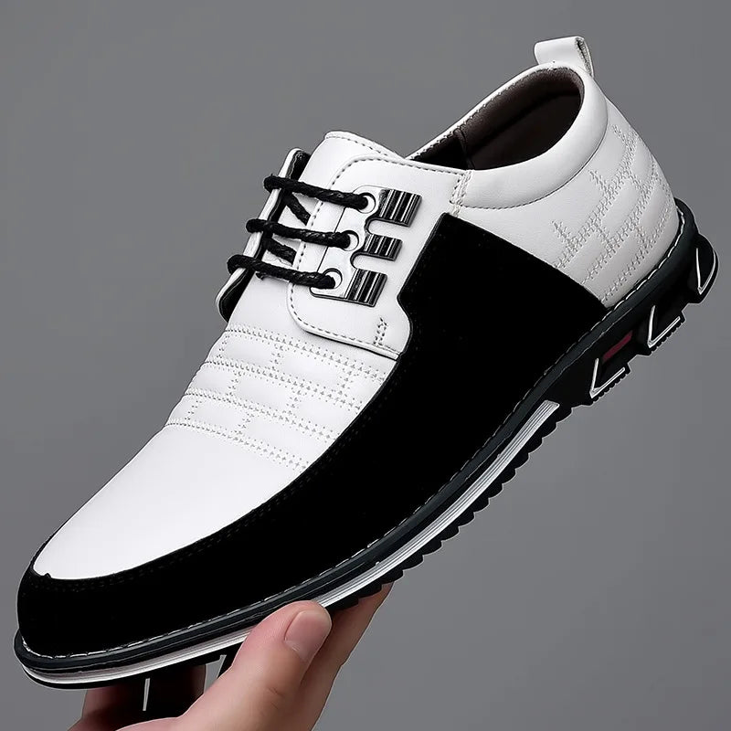 Men Formal Leather Shoes Slip on Soft Loafers Anti Slip Breathable Driving Flats Spring Walking Office Work Shoes
