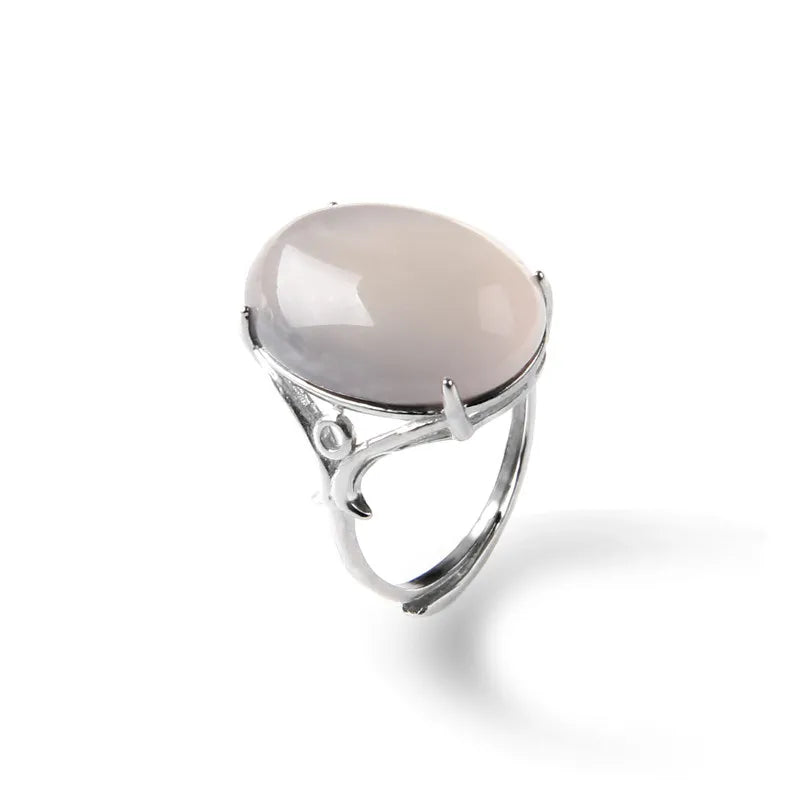 Rose Quartzs Rings Natural Stone Labradourites Beads Rings Silver Color Rings Party Wedding Anniversary Engagement Gifts Jewelry