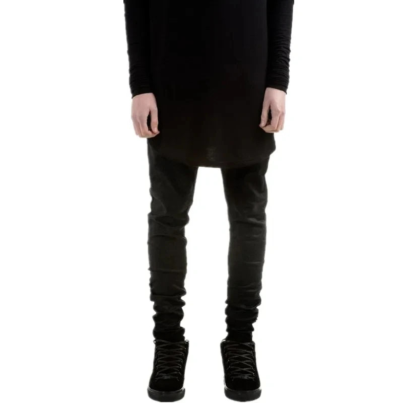 Spring Autumn New Black Stretch Men's Jeans Slim Small Feet Casual Simple Solid Color Male Skinny Denim Trousers Streetwear