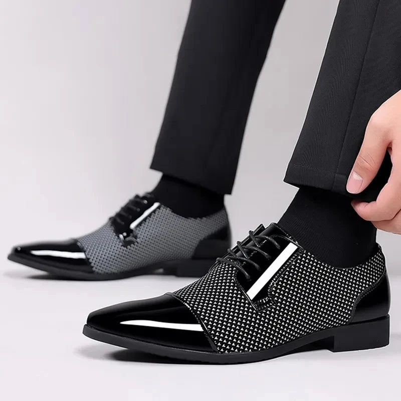 Men Dress Shoes For Men Oxfords PU Leather Shoes Lace Up Formal Black Leather Wedding Party Shoes Casual Luxury Brand Men's 2023
