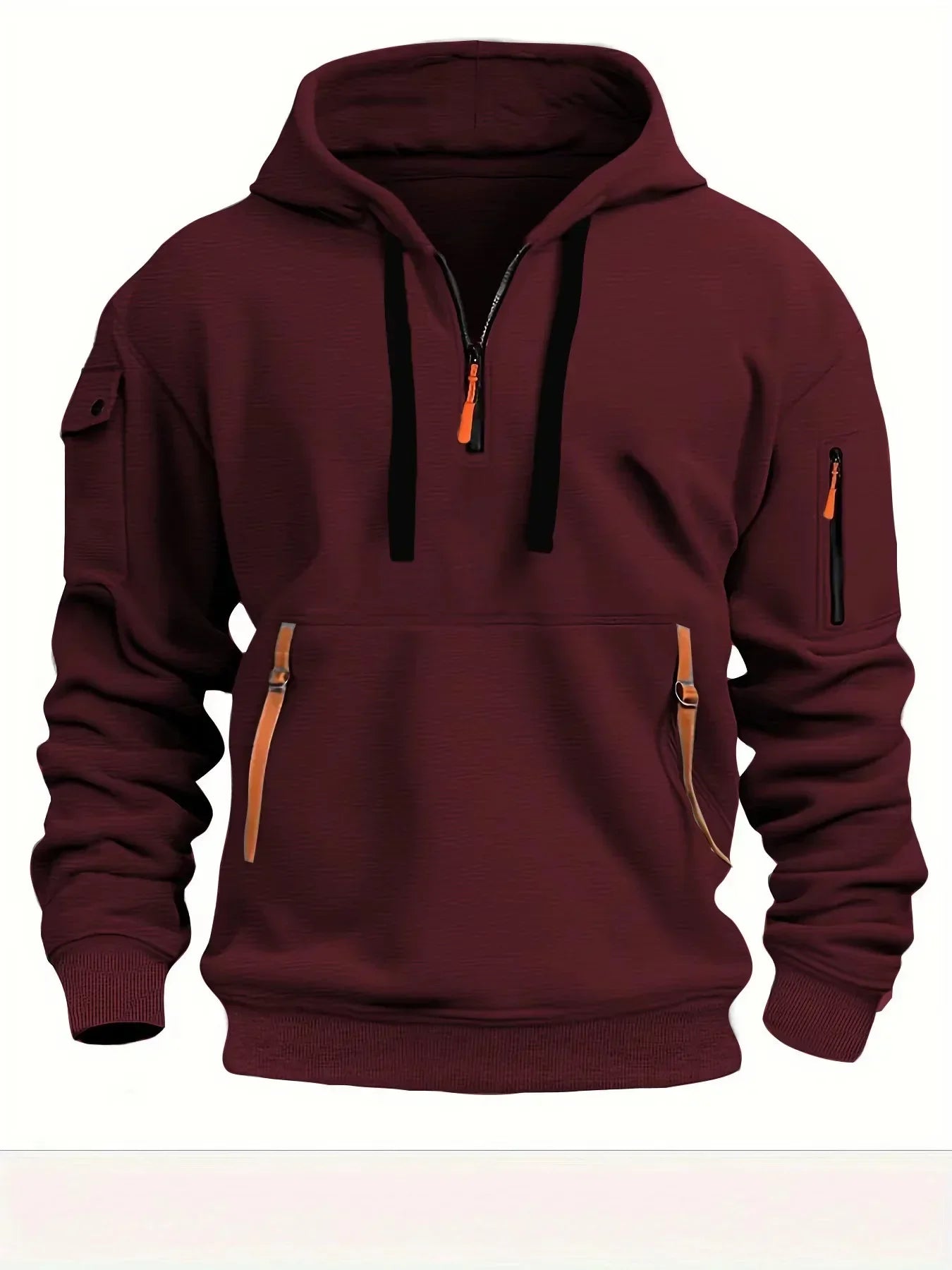 Spring and Autumn New Men's Casual Sports Multi-zipper Arm Pocket Pullover Outdoor Cycling Climbing Windproof Hoodie