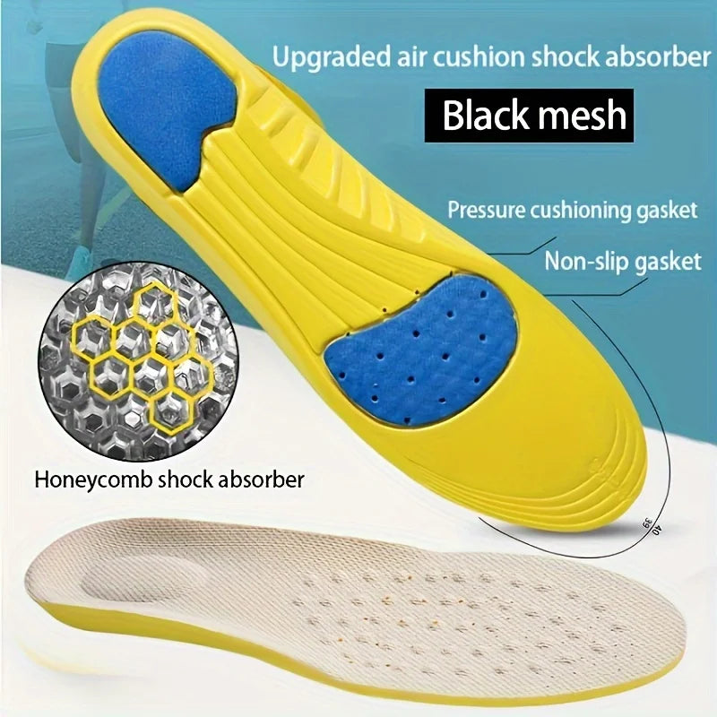 1 Pair Shock Absorption Comfortable Memory Foam Sport Insoles for Men Women Shoe Inserts Pad Soft Breathable Sneakers Running