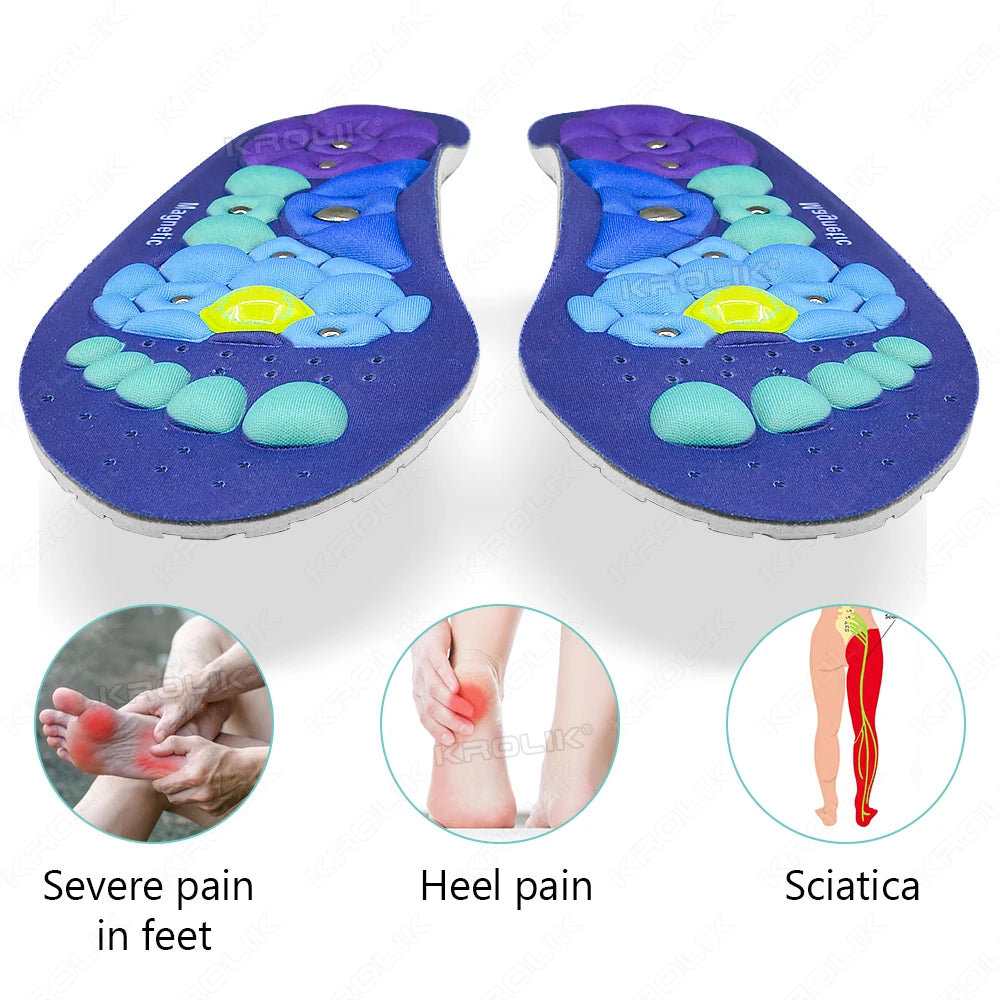 1 Pair Acupressure Foot Insoles For Men Women Orthopedic Gel Magnetic Shoe Inserts Magnet Technology Support Insole