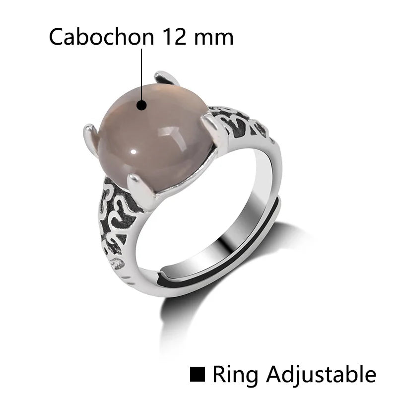 Rose Quartzs Rings Natural Stone Labradourites Beads Rings Silver Color Rings Party Wedding Anniversary Engagement Gifts Jewelry